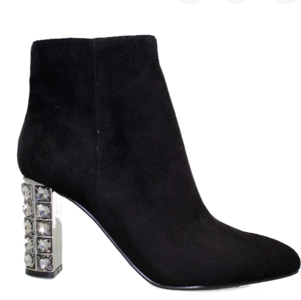 LE CHATEAU* studded heel side zip suede rounded pointed toe ankle boots sz 38